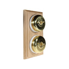 Switch to Wood's Dolly Light Switch Smooth Dome - 2 Gang Vertical Polished Brass in Unfinished Oak