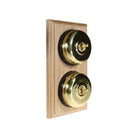 Switch to Wood's Dolly Light Switch Smooth Dome - 2 Gang Vertical Polished Brass in Unfinished Oak