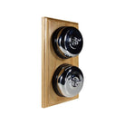 Switch to Wood's Dolly Light Switch Smooth Dome - 2 Gang Vertical Polished Chrome in Light Oak
