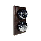 Switch to Wood's Dolly Light Switch Smooth Dome - 2 Gang Vertical Polished Chrome in Dark Oak