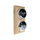 Switch to Wood's Dolly Light Switch Smooth Dome - 2 Gang Vertical Polished Chrome in Unfinished Oak