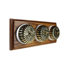Switch to Wood's Dolly Light Switch Fluted Dome - 3 Gang Horizontal Antique Brass in Medium Oak 