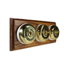 Switch to Wood's Dolly Light Switch Smooth Dome - 3 Gang Horizontal Polished Brass in Medium Oak 