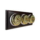 Switch to Wood's Dolly Light Switch Fluted Dome - 3 Gang Horizontal Polished Brass in Dark Oak