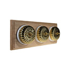 Switch to Wood's Dolly Light Switch Fluted Dome - 3 Gang Horizontal Polished Brass in Unfinished Oak