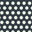 Victorian hexagonal tile pattern with alternating black and white hexagons in a geometric grid.  