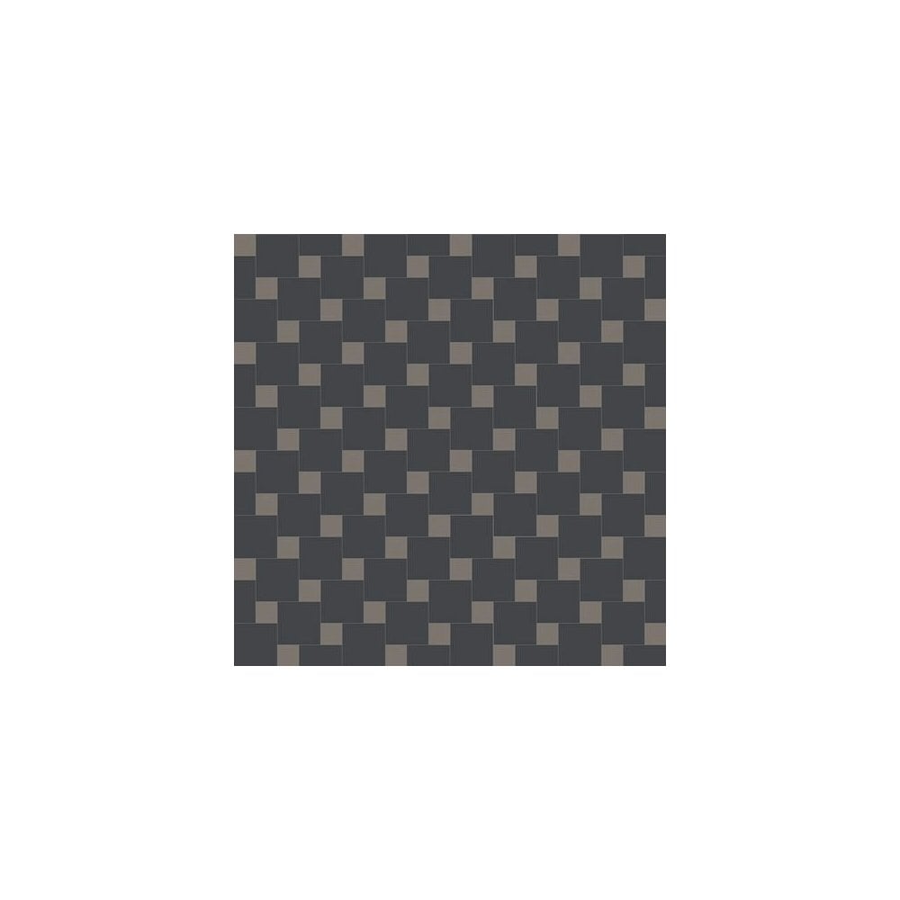 Geometric pattern of alternating black and anthracite squares arranged in a staggered grid, creating a bold, modern optical effect.  