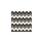 Victorian tile pattern featuring alternating super white, black and grey hexagons arranged in horizontal stripes.  