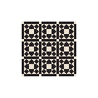 Classic black and ivory-white tile design featuring interlocking geometric shapes in a traditional repeating pattern.   
