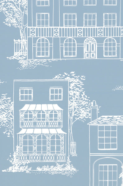 Little Greene's Hampstead Wallpaper in James Blue