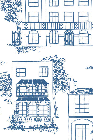 Little Greene's Hampstead Wallpaper in Mid Blue