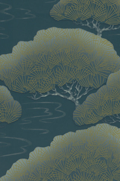 Little Greene's Pines Wallpaper in Blue Pine