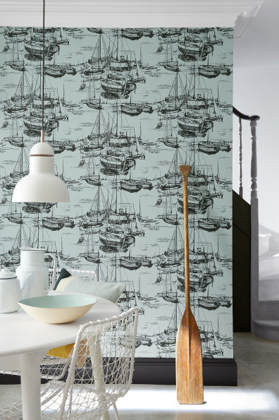 Little Greene's Zingara Wallpaper in Cerulean Sea