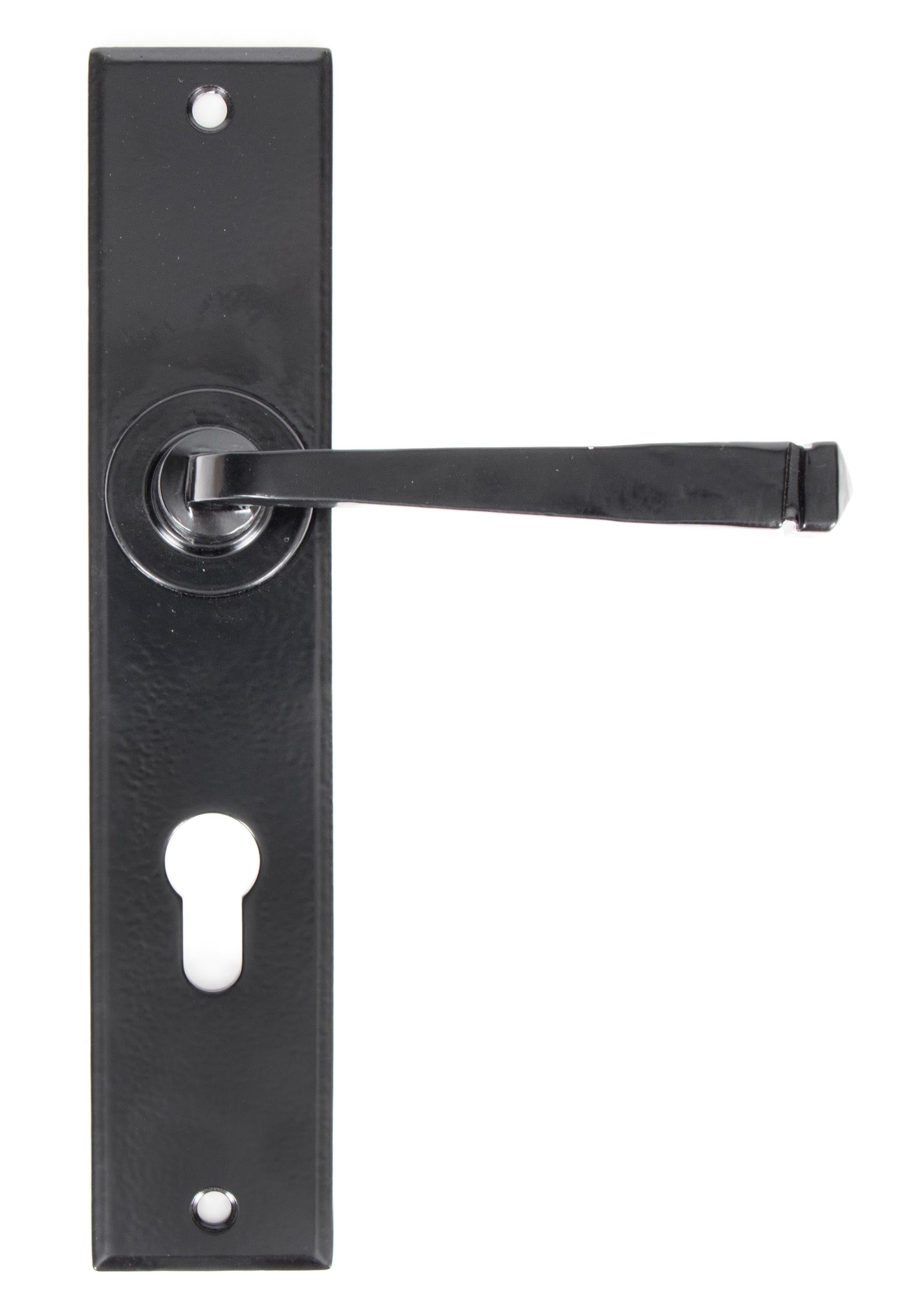 From The Anvil's Black Large Avon Lever Euro Lock Set