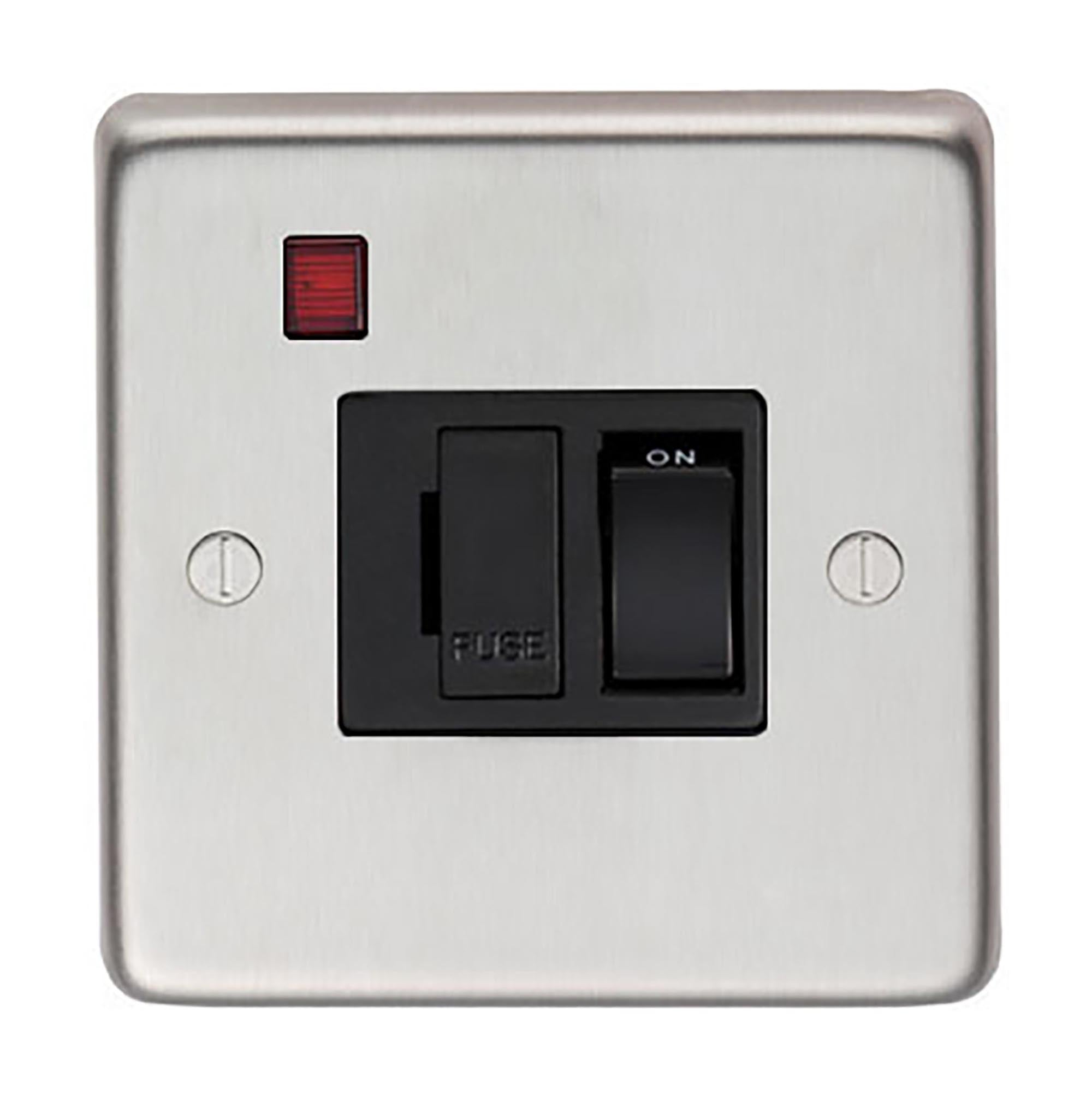 From The Anvil's Satin Stainless Steel 13 Amp Fused Switch + Neon