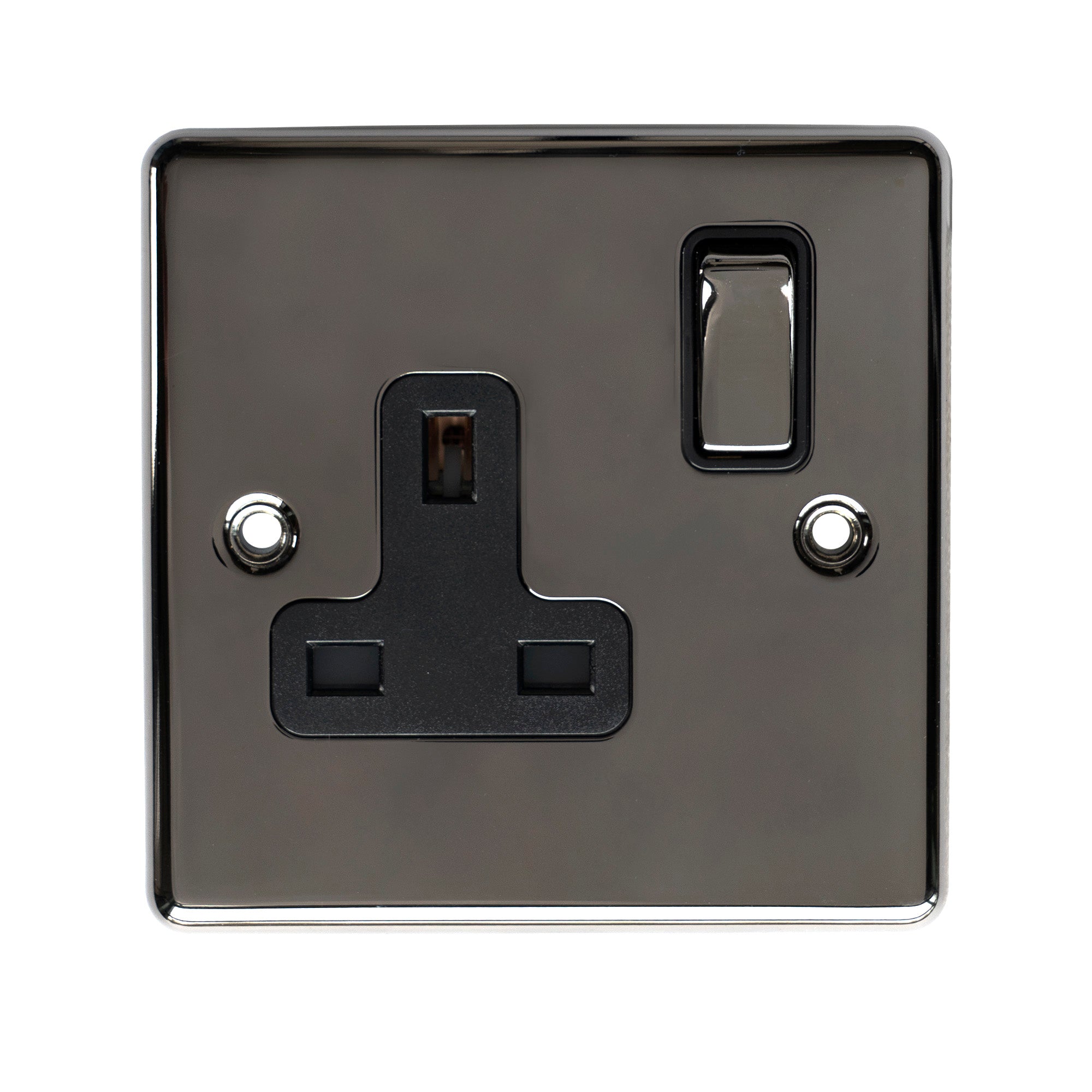 From The Anvil's Black Nickel 13 Amp Switched Socket