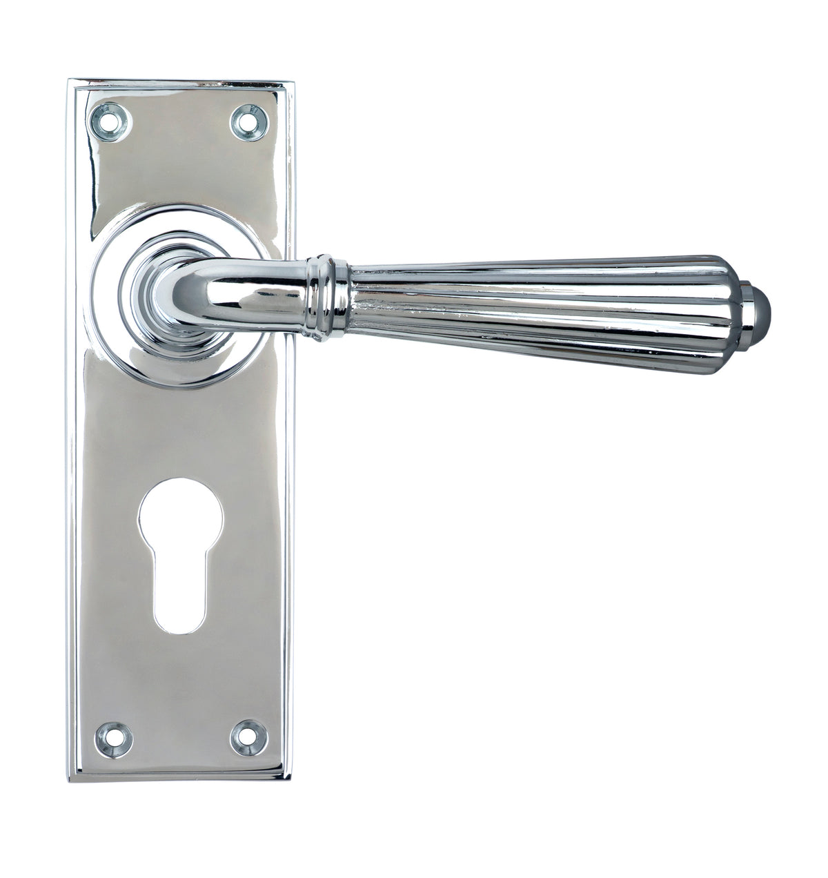 From The Anvil's Polished Chrome Hinton Lever Euro Lock Set