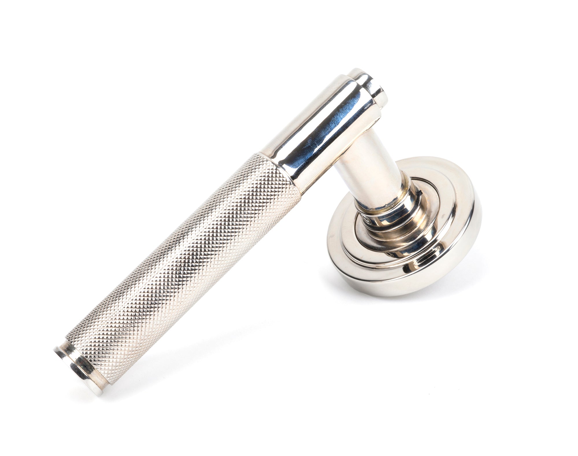 From The Anvil's Polished Nickel Brompton Lever on Rose Set (Sprung)