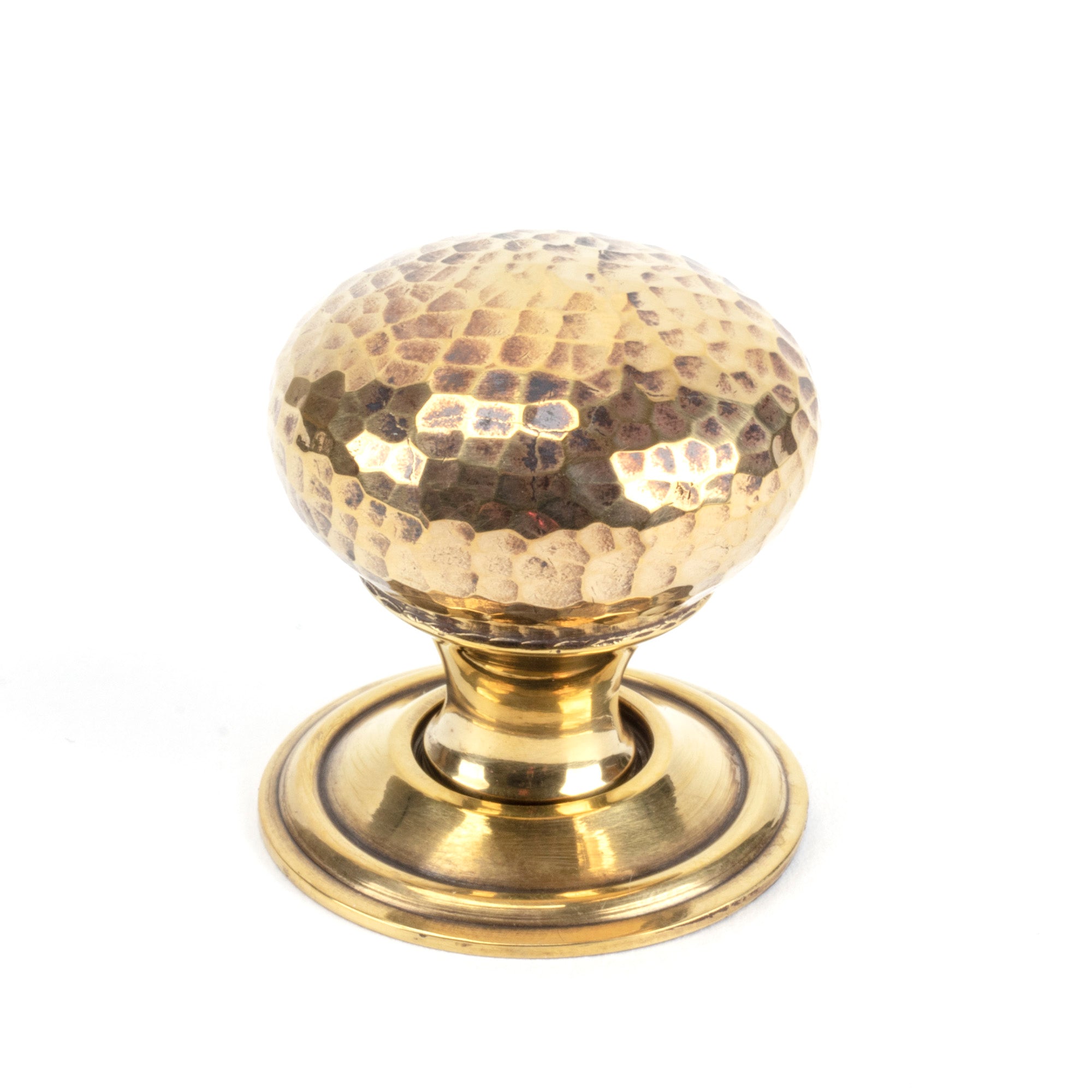 From The Anvil's Aged Brass Hammered Mushroom Cabinet Knob