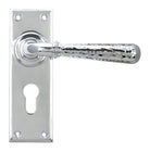 From The Anvil's Polished Chrome Hammered Newbury Lever Euro Lock Set