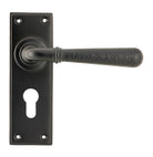 From The Anvil's Aged Bronze Hammered Newbury Lever Euro Lock Set