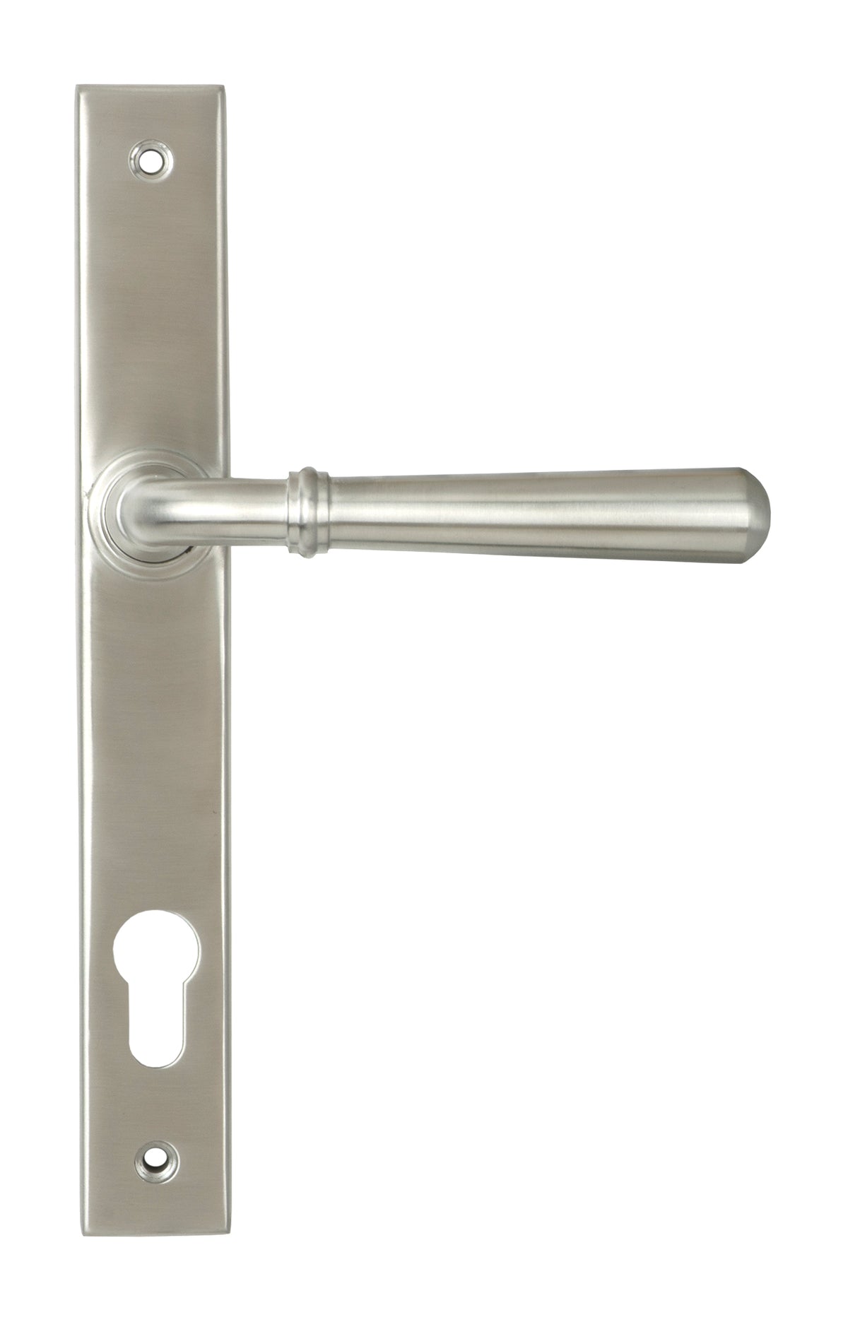 From The Anvil's Satin Marine SS (316) Newbury Slimline Lever Espag. Lock Set