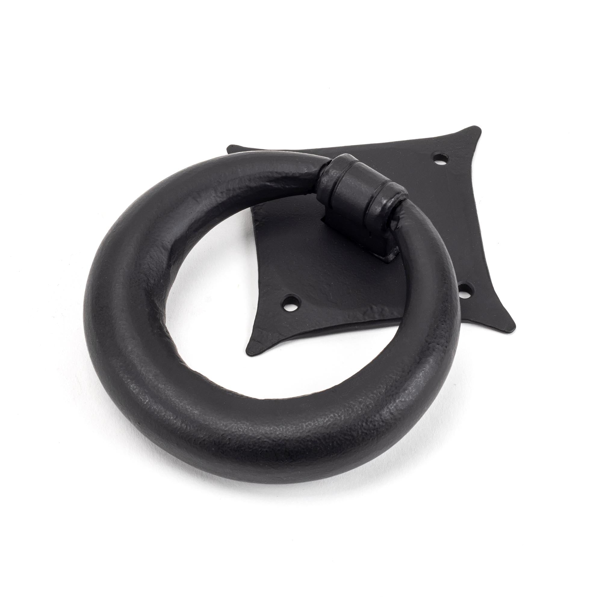 From The Anvil's Matt Black Ring Door Knocker