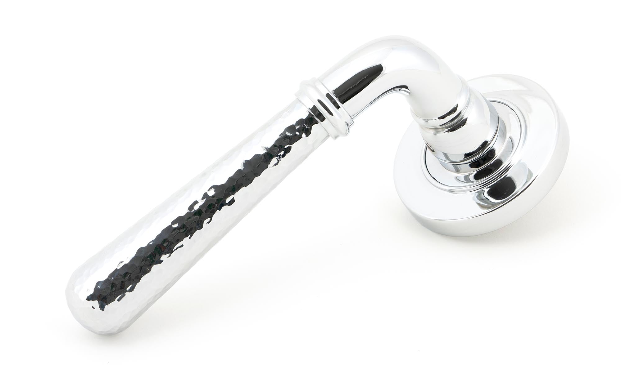 From The Anvil's Polished Chrome Hammered Newbury Lever on Rose Set (Unsprung)