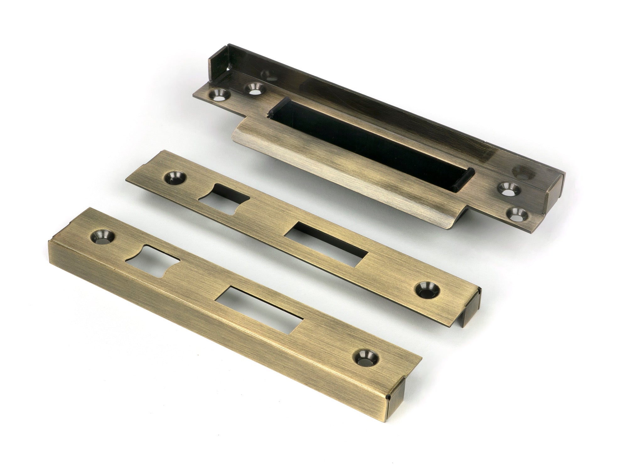 From The Anvil's Aged Brass ½" Rebate Kit for Euro Sash Lock