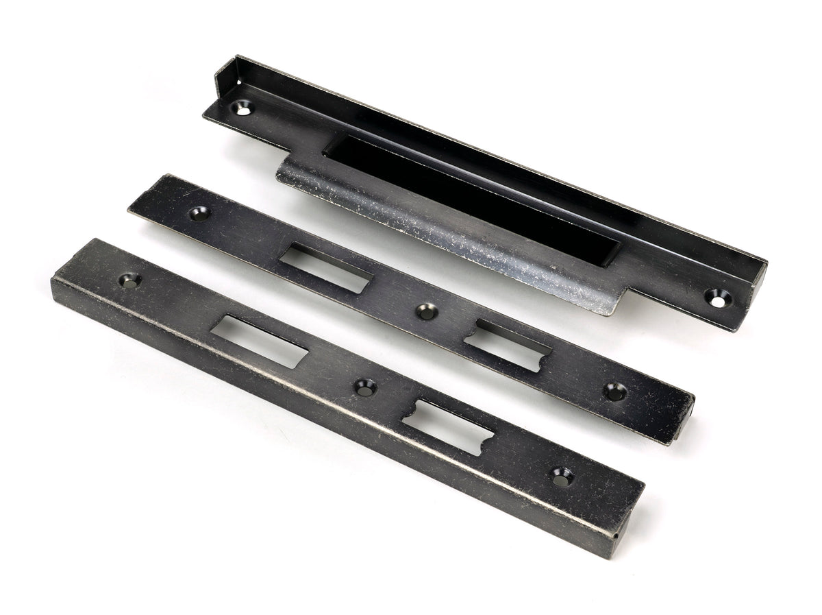 From The Anvil's Pewter Patina ½" Rebate Kit for Euro Din Sash Lock