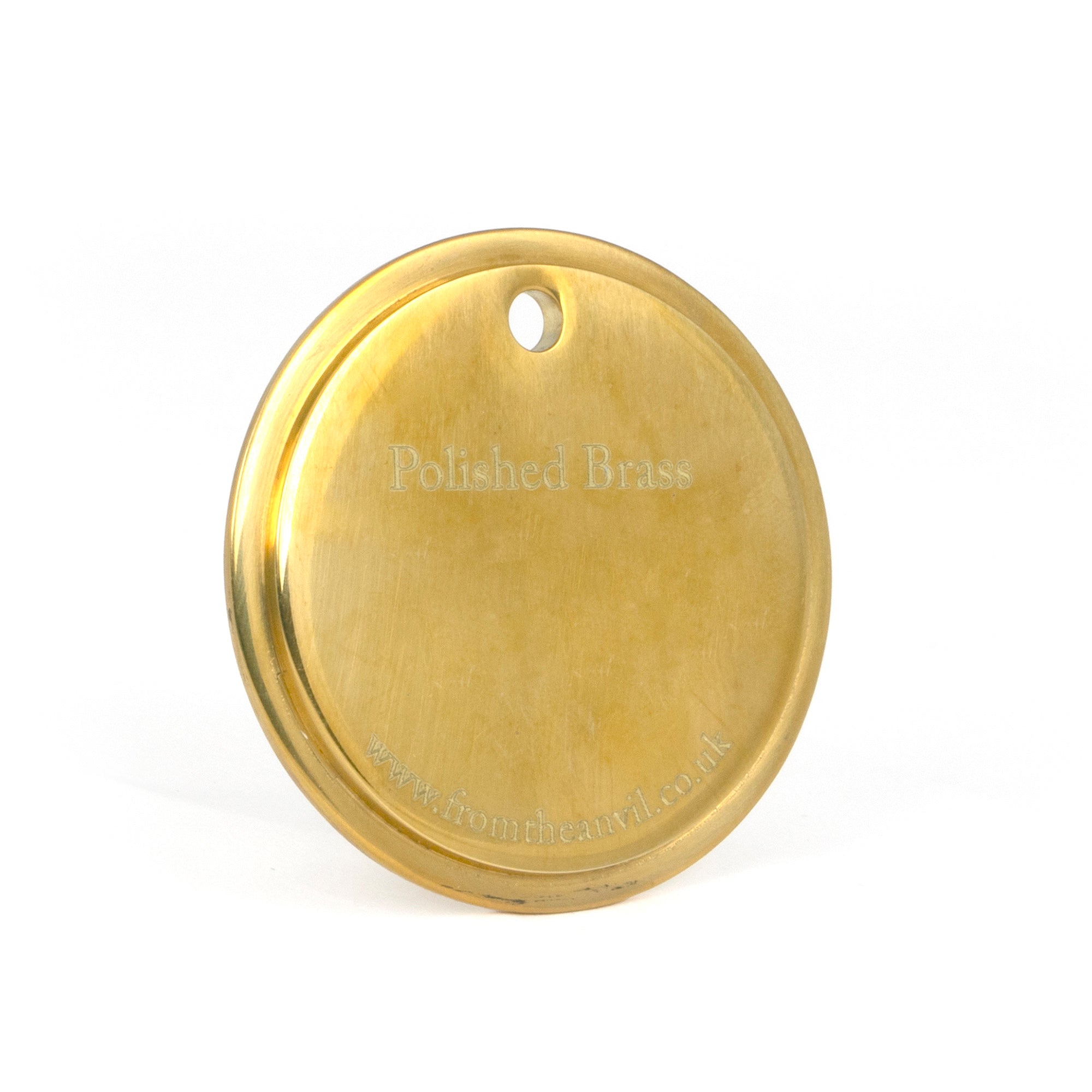 White background image of From The Anvil's Polished Brass finish swatch