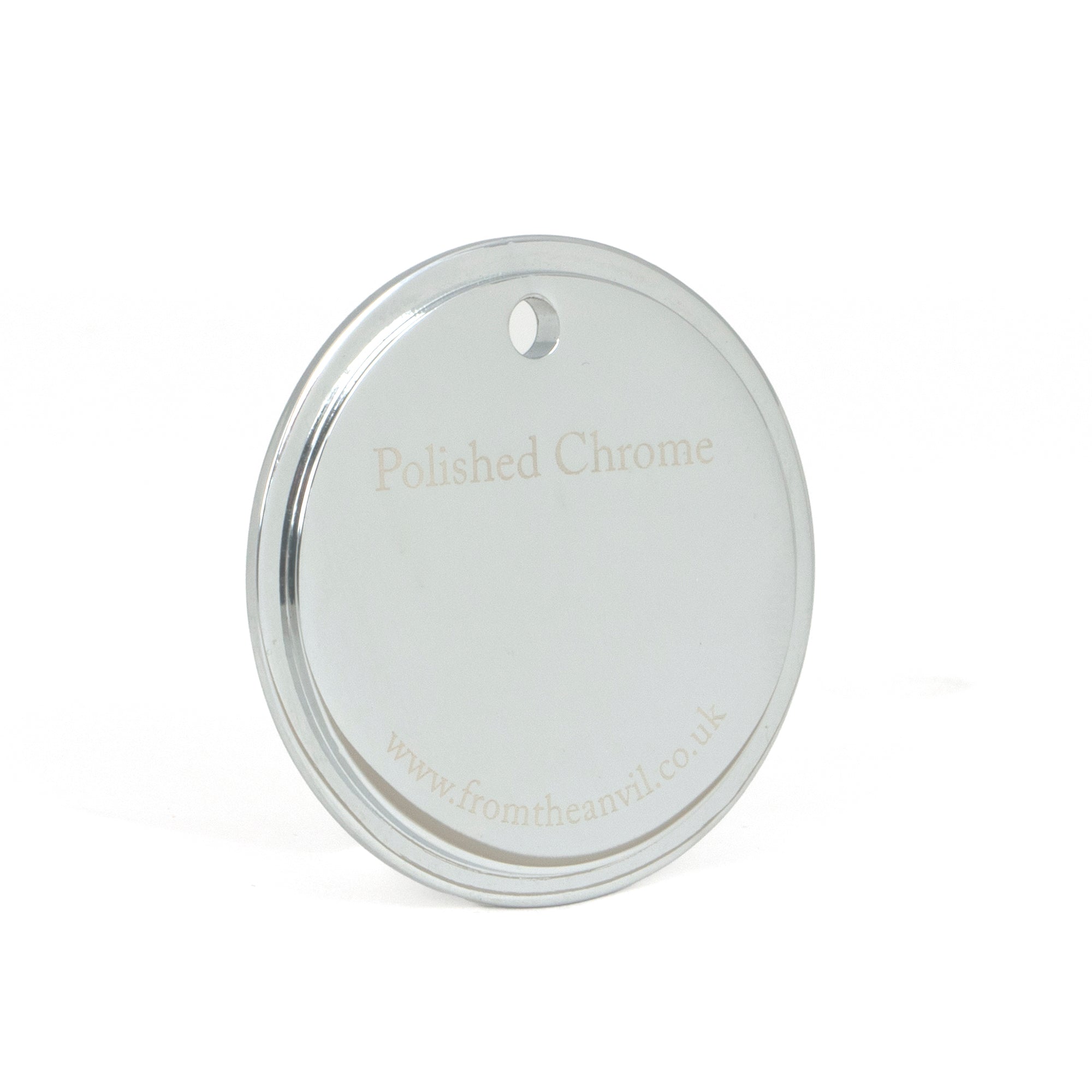 White background image of From The Anvil's Polished Chrome finish swatch