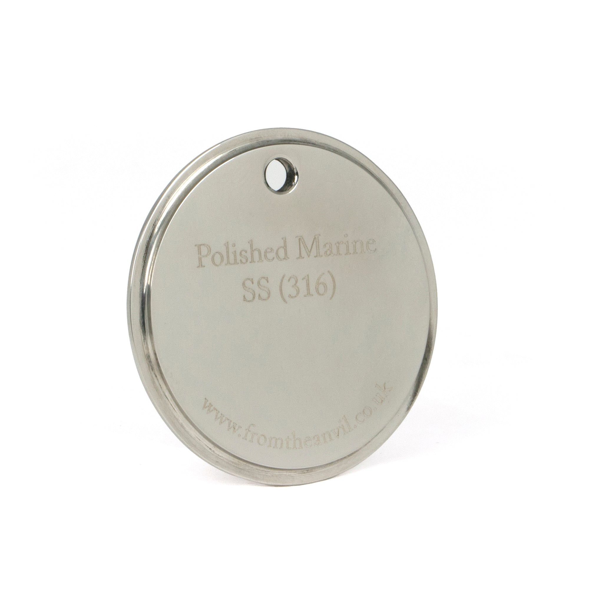 White background image of From The Anvil's Polished Marine SS (316) finish swatch