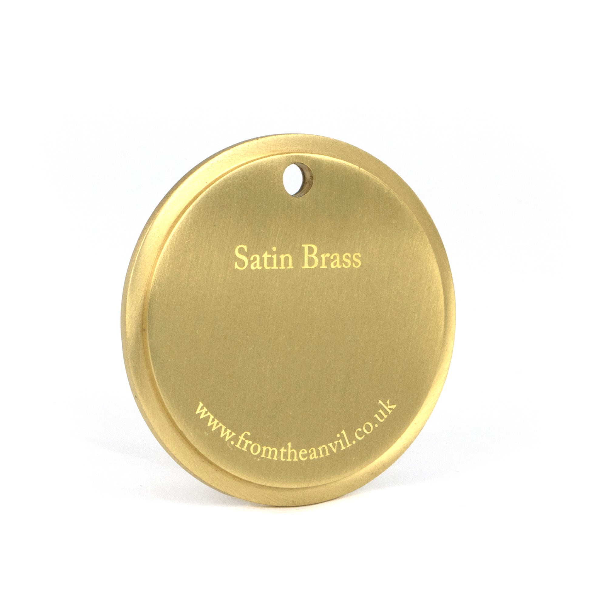 White background image of From The Anvil's Satin Brass finish swatch