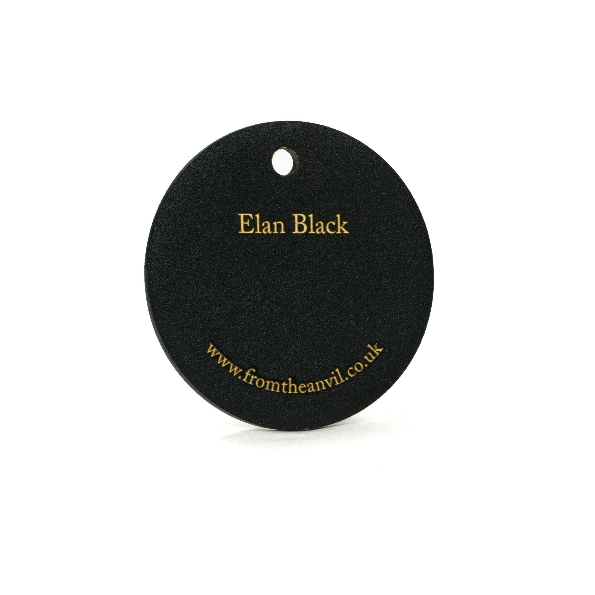 White background image of From The Anvil's Elan Black finish swatch