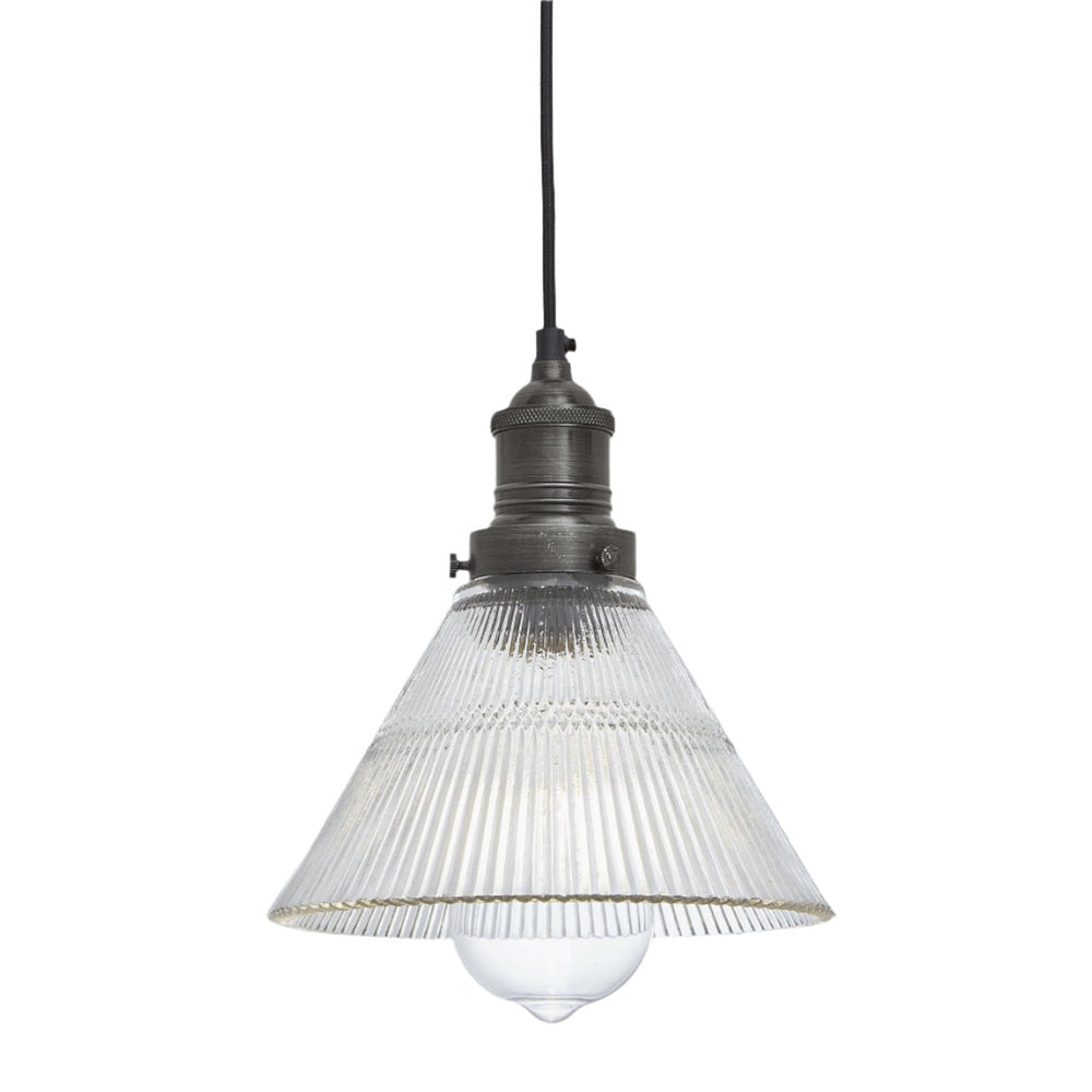 Image of Industville's Brooklyn Ribbed Glass Funnel Pendant 7"