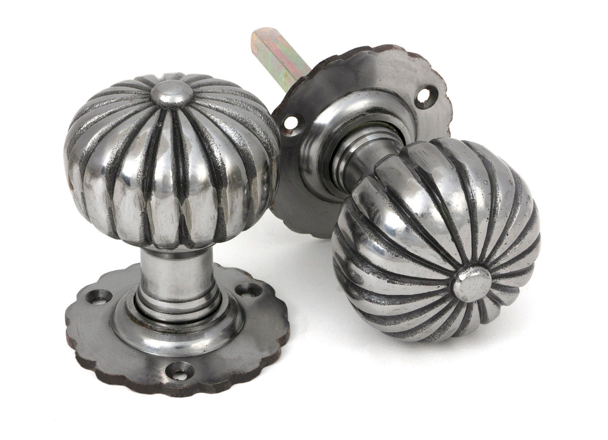 From The Anvil's Natural Smooth Flower Mortice Knob Set