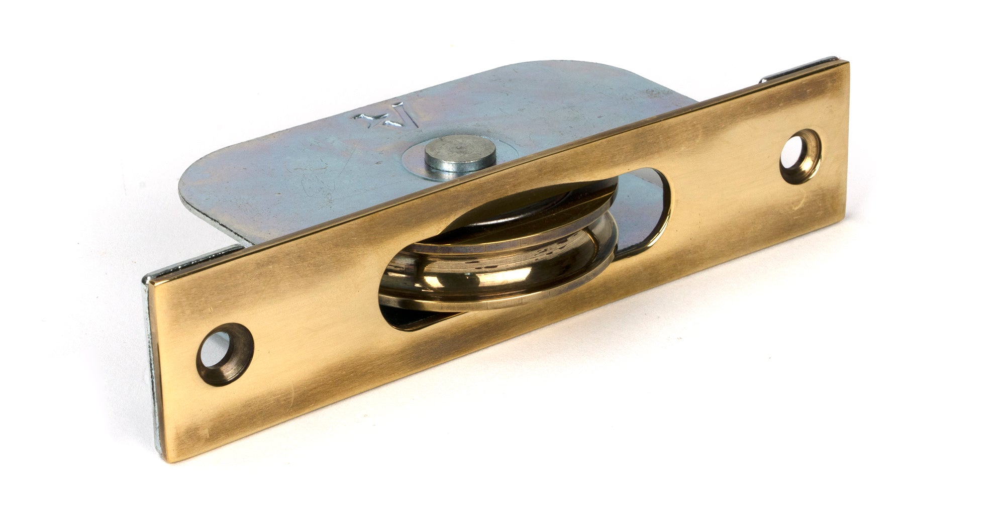 From The Anvil's Aged Brass Square Ended Sash Pulley 75kg