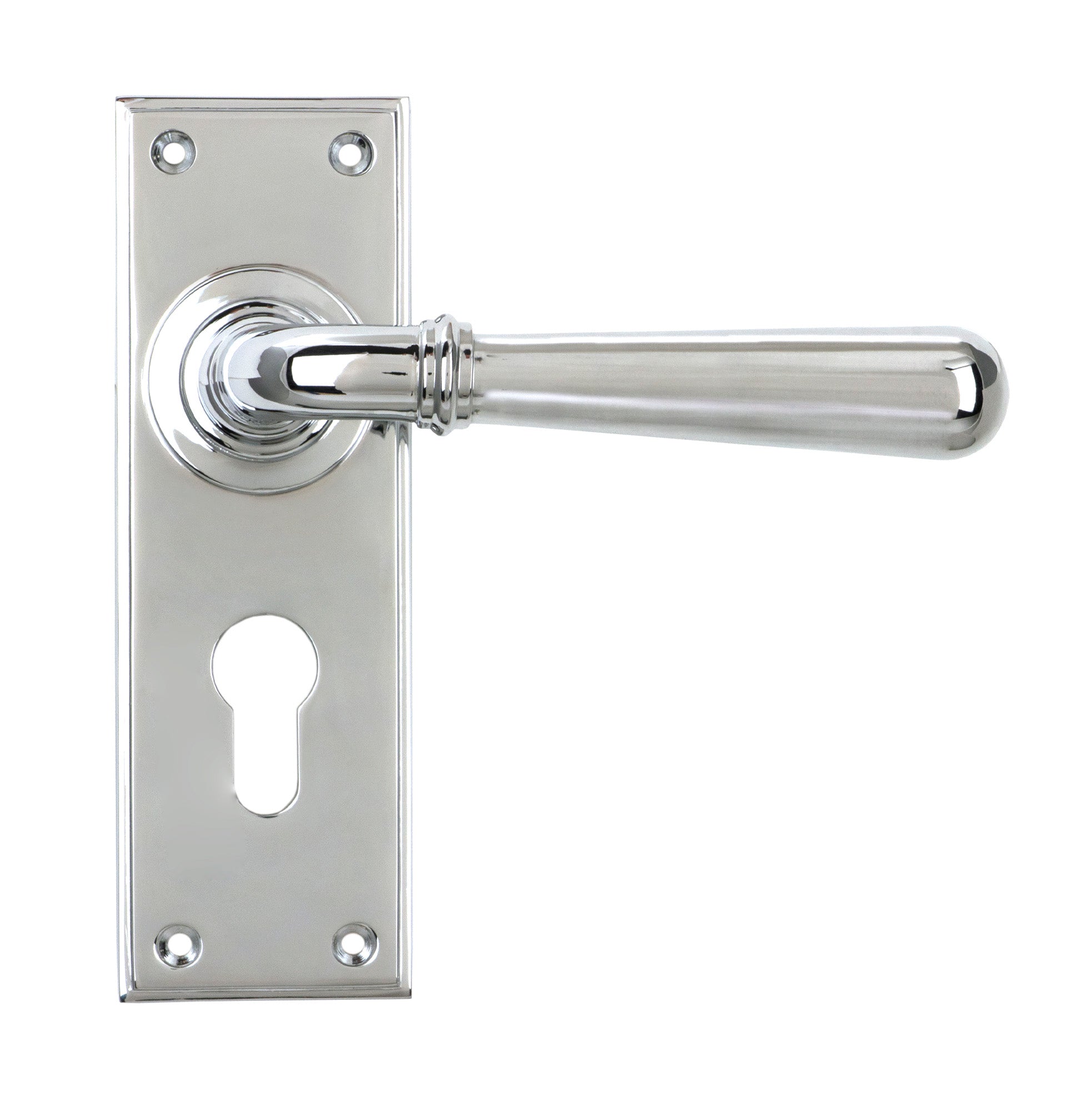 From The Anvil's Polished Chrome Newbury Lever Euro Lock Set