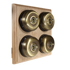 Switch to Wood's Dolly Light Switch Smooth Dome - 4 Gang Horizontal Antique Brass in Unfinished Oak