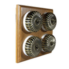 Switch to Wood's Dolly Light Switch Fluted Dome - 4 Gang Horizontal Antique Brass in Light Oak