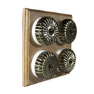 Switch to Wood's Dolly Light Switch Fluted Dome - 4 Gang Horizontal Antique Brass in Unfinished Oak
