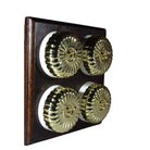 Switch to Wood's Dolly Light Switch Fluted Dome - 4 Gang Horizontal Polished Brass in Dark Oak