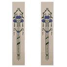 Set of 10 Blue Flower On Bone Tiles