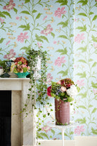 Little Greene's China Rose Wallpaper in Blue Lustre