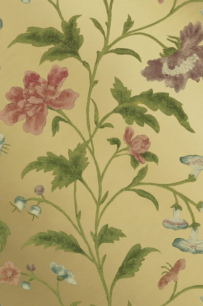 Little Greene's China Rose Wallpaper in Emerald Lustre