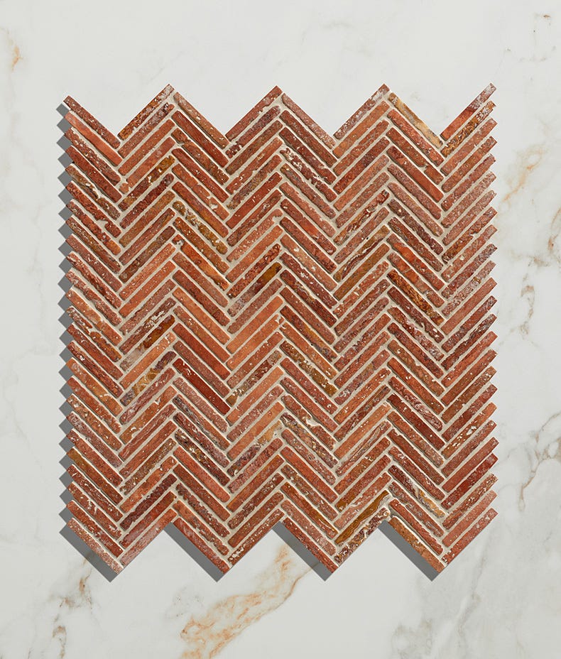 Ca'Pietra's Athens Rosso Travertine Mosaic Tiles