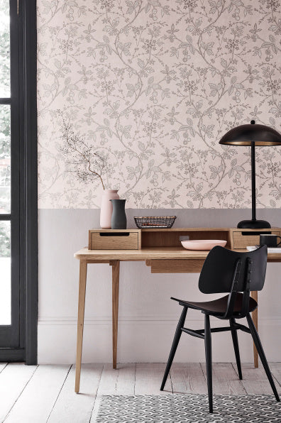 Little Greene's Wrest Trail Wallpaper in Pink Plaster