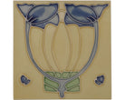 Set of 10 Blue Flower on Cream Tiles