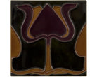 Set of 10 Burgundy/Orange Tulip on Green Tiles